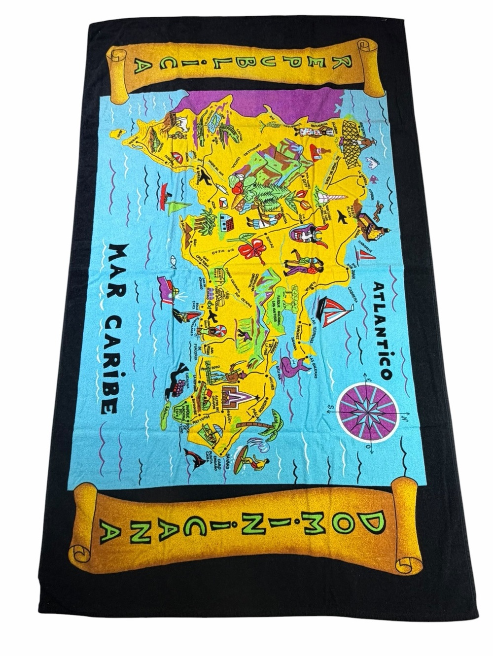 Vintage Hilasal REPUBLICA DOMINICA Map 100% Cotton Beach Towel